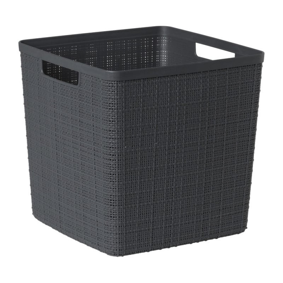 Curver jute opbergmand cube - 17 liter - grijs afbeelding 