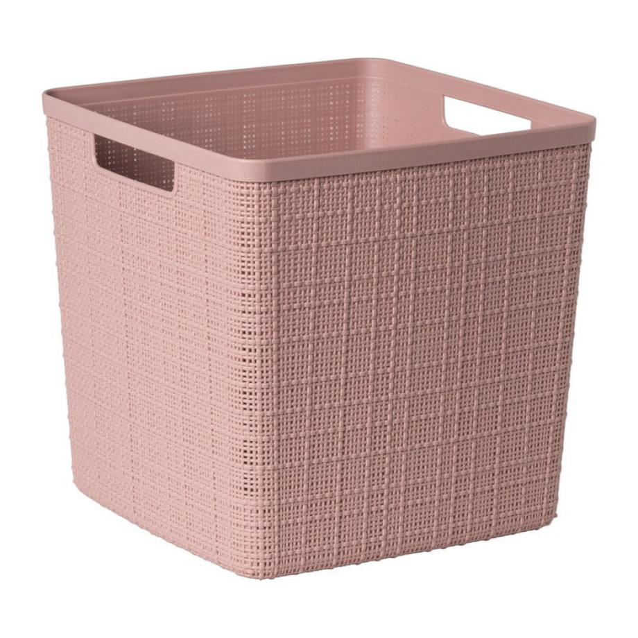 Curver jute opbergmand cube - 17 liter - roze afbeelding 