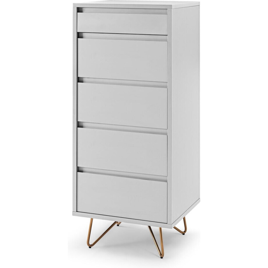 Ladekast Lucy Wit - MDF - Breedte 45 cm - Hoogte 110 cm - Diepte 40 cm - Met lades - Zonder deuren Ladekast Lucy Wit - MDF - Breedte 45 cm - Hoogte 110 cm - Diepte 40 cm - Met lades - Zonder deuren afbeelding 1