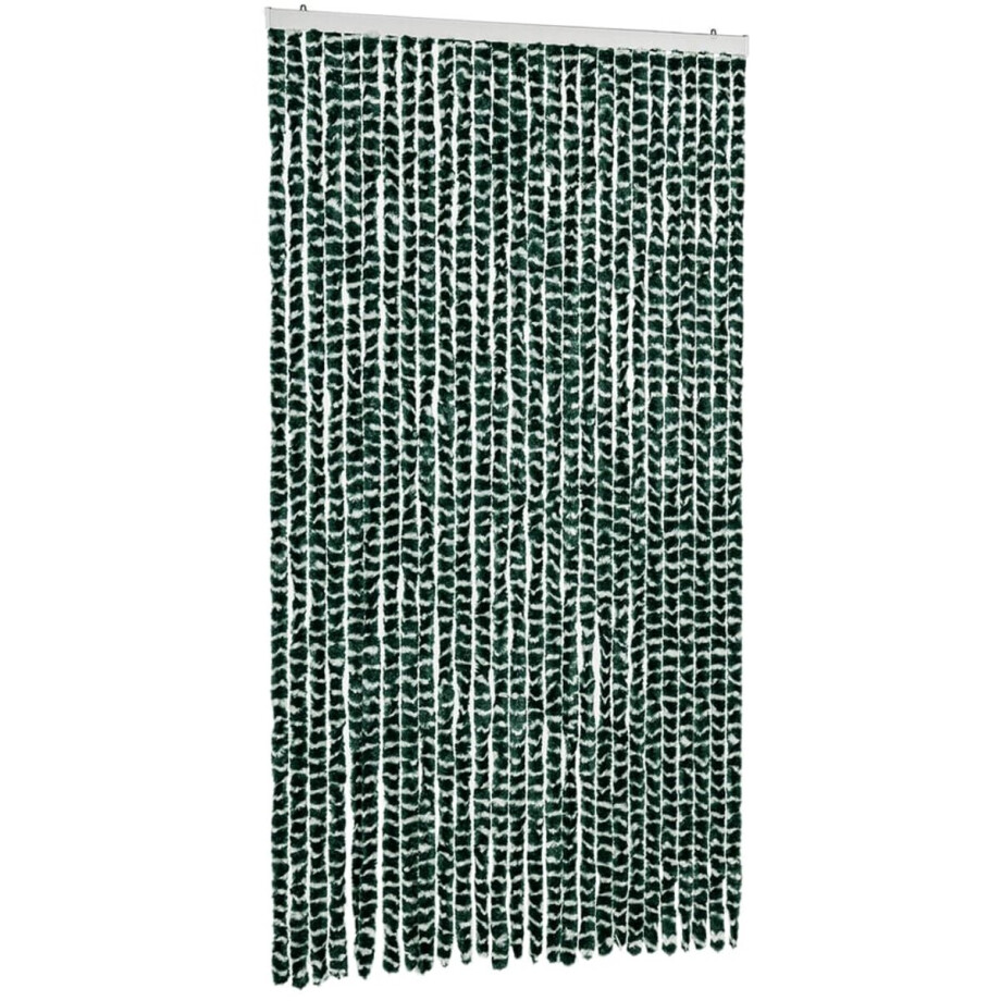 vidaXL - Vliegengordijn - 118x220 - cm - chenille - groen - en - wit afbeelding 1