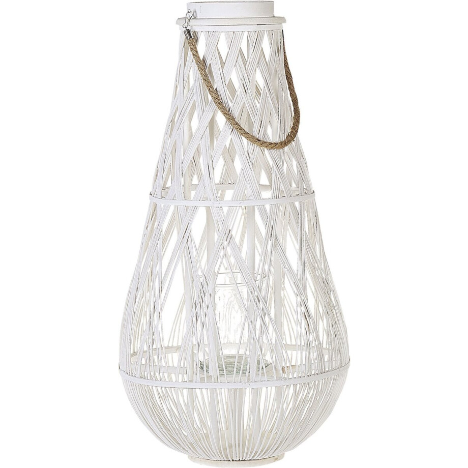 BELIANI TONGA - Lantaarn - Wit - Bamboehout BELIANI TONGA - Lantaarn - Wit - Bamboehout afbeelding 1