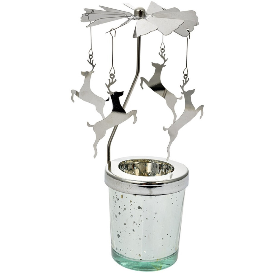 Clayre & Eef Waxinelichthouder Ø 8x17 cm Zilverkleurig Glas Hert Clayre & Eef Waxinelichthouder Ø 8x17 cm Zilverkleurig Glas Hert afbeelding 1