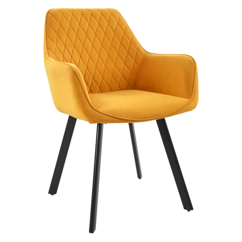 Artistiq Eetkamerstoel 'Artemus' Velvet, kleur Geel afbeelding 1