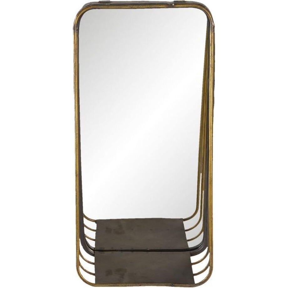 Spiegel - Wandplank - Wandspiegel - Decoratieve Spiegel - Goud - 39 cm hoog Spiegel - Wandplank - Wandspiegel - Decoratieve Spiegel - Goud - 39 cm hoog afbeelding 1