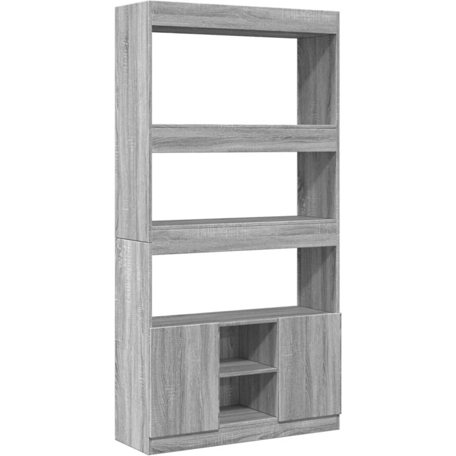 vidaXL - Hoge - kast - 92x33x180 - cm - bewerkt - hout - grijs - sonoma - eikenkleurig afbeelding 1