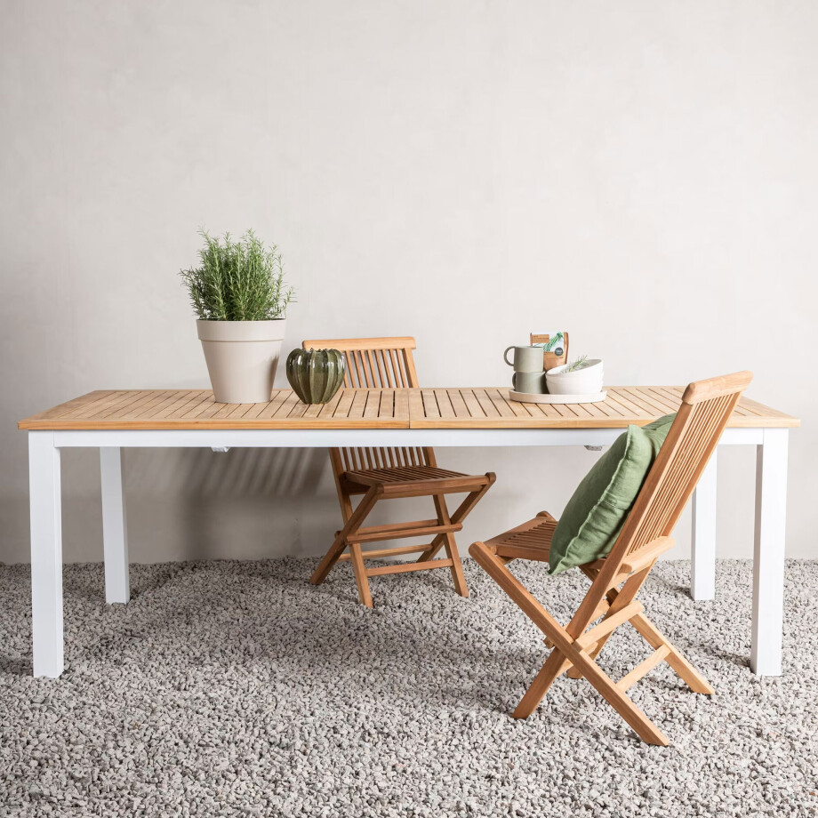 Nohr Uitschuifbare Tuintafel 'Taysha' Teakhout, 224/324 x 100cm, kleur Wit Nohr Uitschuifbare Tuintafel 'Taysha' Teakhout, 224/324 x 100cm, kleur Wit afbeelding 1