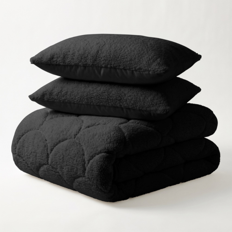 1+1 Gratis Wasbaar Easy Dekbed Zonder Overtrek - Winter Teddy - Zwart - Dekbed-Discounter.nl 1+1 Gratis Wasbaar Easy Dekbed Zonder Overtrek - Winter Teddy - Zwart - Dekbed-Discounter.nl afbeelding