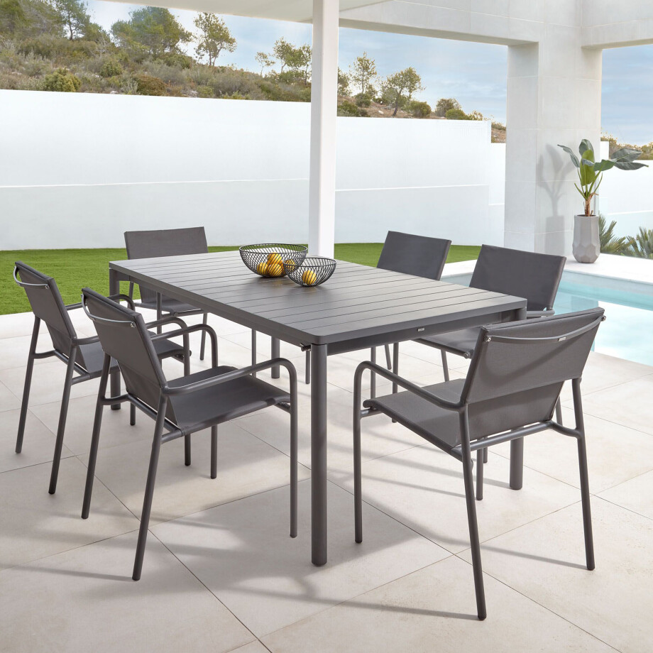 Kave Home Uitschuifbare Tuintafel 'Zaltana' 140 - 200 x 90cm, kleur Mat Zwart Kave Home Uitschuifbare Tuintafel 'Zaltana' 140 - 200 x 90cm, kleur Mat Zwart afbeelding 1