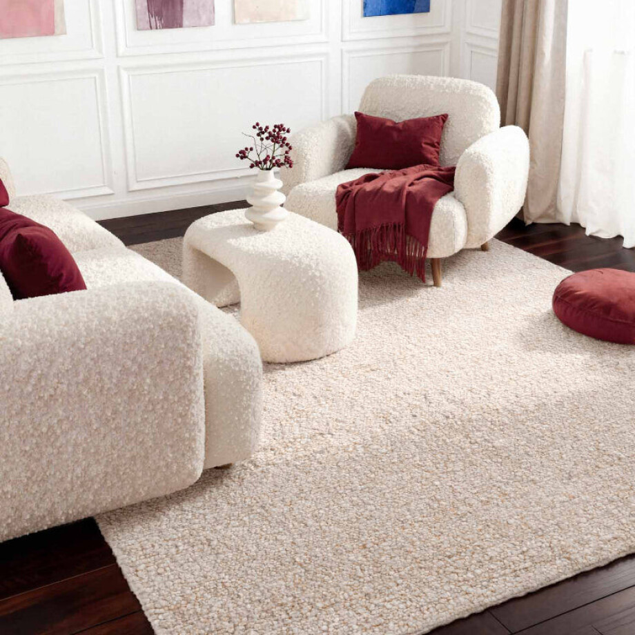 Vloerkleed Portobello Rechthoekig - Crème Beige 170x120cm - Polyester - Dekbed-Discounter.nl afbeelding 
