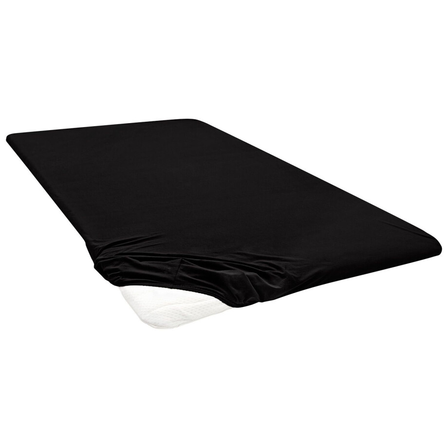 Biberna Jersey hoeslaken (Zwart, 180-200 x 200 cm) Biberna Jersey hoeslaken (Zwart, 180-200 x 200 cm) afbeelding 1