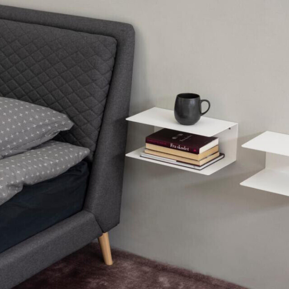 Bendt Wandplankje 'Nonny' met dubbele plank, 35cm, metaal, kleur Wit Bendt Wandplankje 'Nonny' met dubbele plank, 35cm, metaal, kleur Wit afbeelding 1