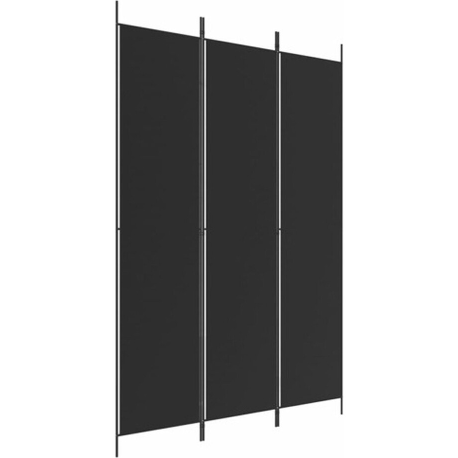 vidaXL - Kamerscherm - met - 3 - panelen - 150x220 - cm - stof - zwart afbeelding 1