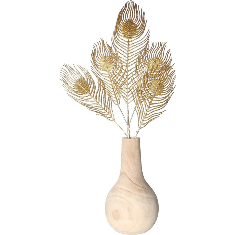 Countryfield Kunst siertak pauwvaren/pauwenveer - 5x - goud - 84 cm - Decoratie kunst pluimen afbeelding 1