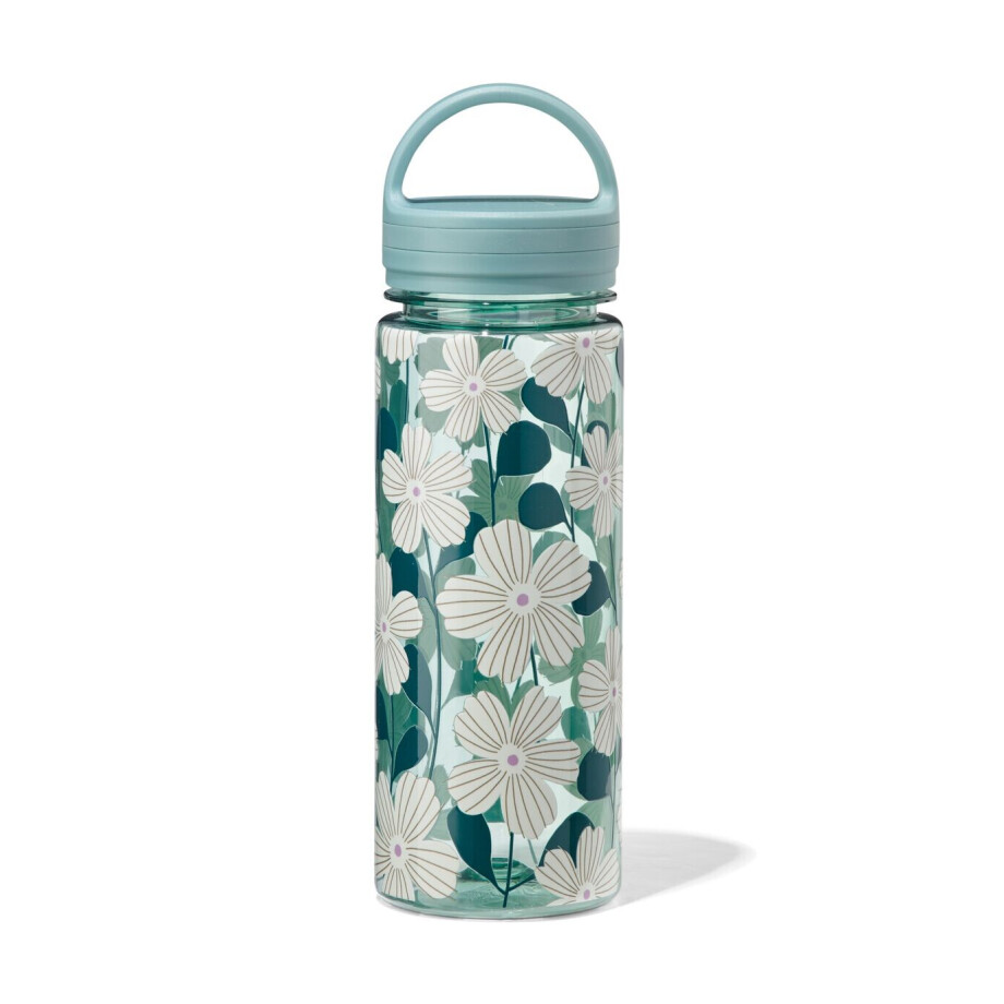 HEMA HEMA Drinkfles 700ml Bloemen (groen) afbeelding 1