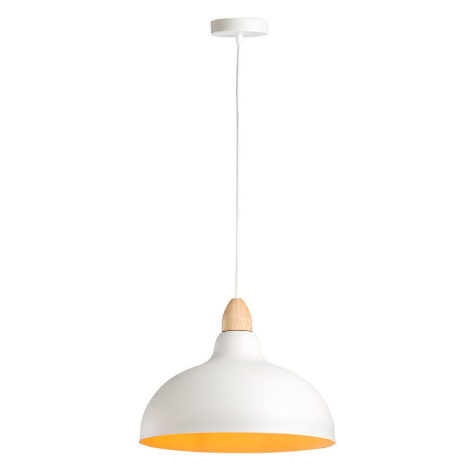 Leen Bakker - Hanglamp Canyon - Ø35,5x80 Cm - Hout/IJzer - Wit - 35.5x35.5x80 Cm afbeelding 1