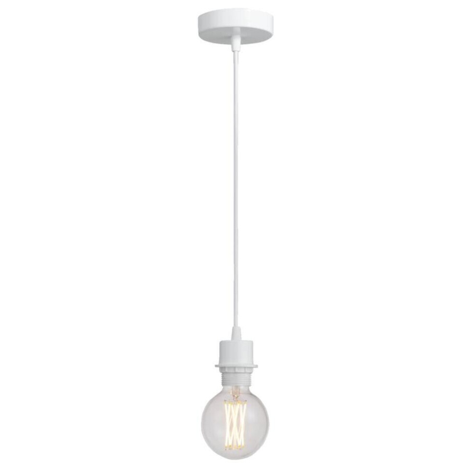 2e Halve Prijs Leen Bakker - Pendel Hanglamp Met Schroefdraad Voor Kap - E27 - 100 Cm - Kunststof - Wit afbeelding 1