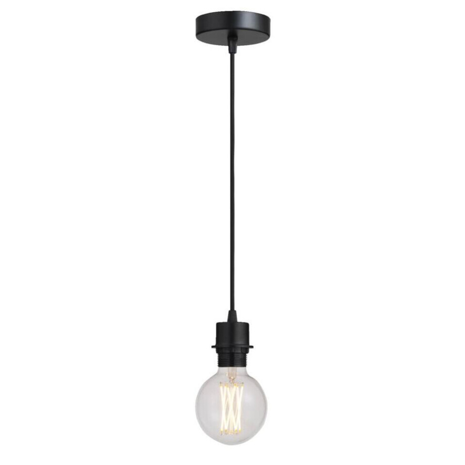 2e Halve Prijs Leen Bakker - Pendel Hanglamp Met Schroefdraad Voor Kap - E27 - 100 Cm - Kunststof - Zwart afbeelding 1