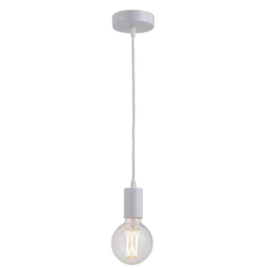 Leen Bakker - Pendel Hanglamp - E27 - 200 Cm - Kunststof - Wit - 10x10x200 Cm afbeelding 1