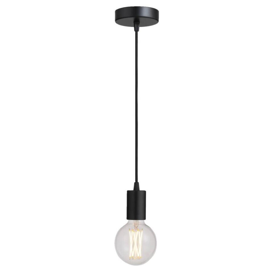 Leen Bakker - Pendel Hanglamp - E27 - 200 Cm - Kunststof - Zwart - 10x10x200 Cm afbeelding 1