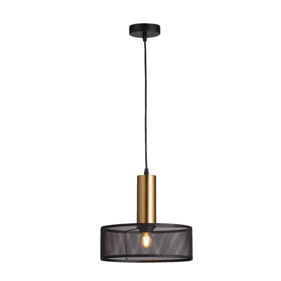 Leen Bakker - Hanglamp Nerja E27 - Zwart/goudkleur - 120xØ28 Cm - Metaal - Zwart#Goudkleurig afbeelding 1