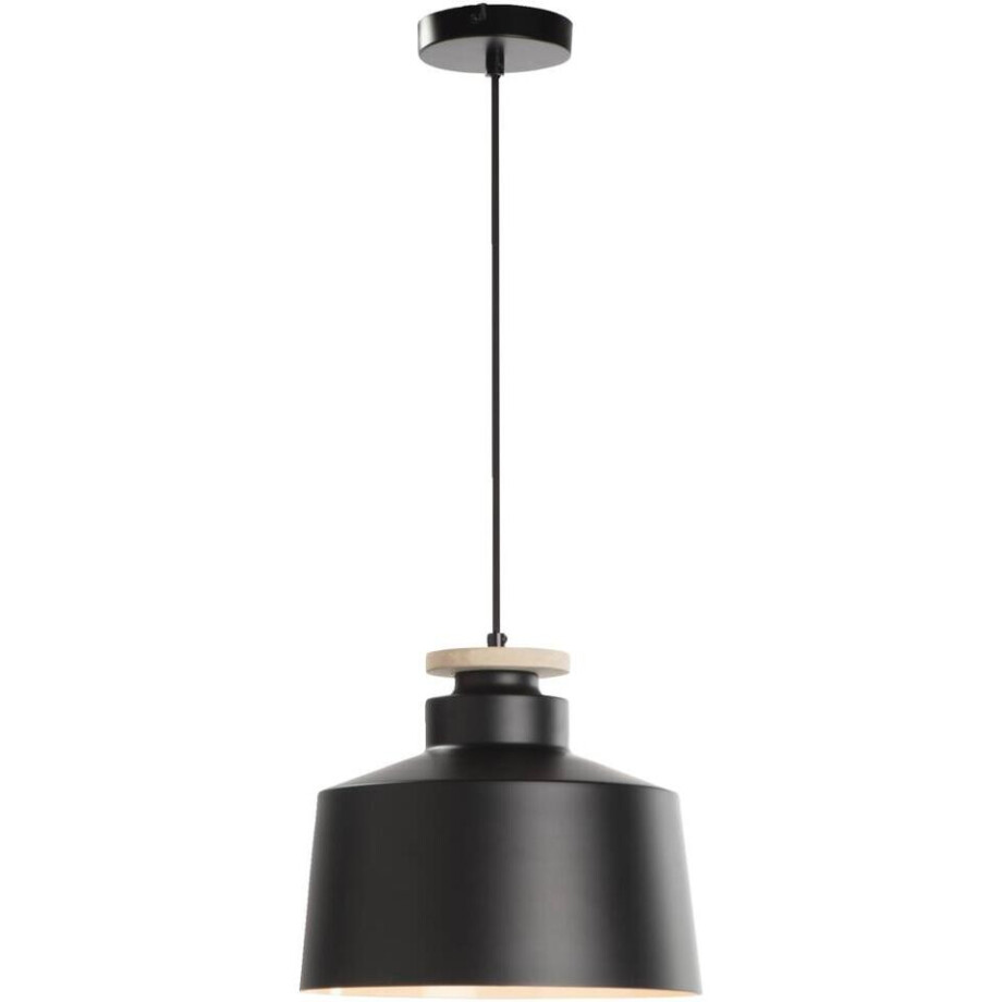 40% korting - Leen Bakker - Hanglamp Mallorca E27 - Mat - 150xØ30 Cm - Metaal - Zwart afbeelding 1