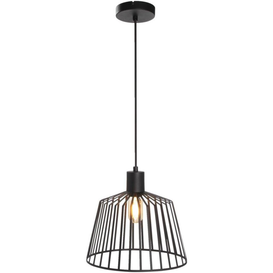 Leen Bakker - Hanglamp Fynn E27 150xØ30 Cm - Metaal - Zwart afbeelding 1