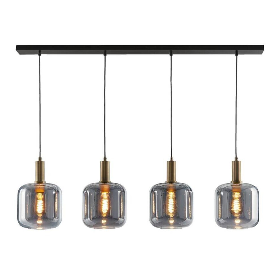 Leen Bakker - Hanglamp Toulouse 4-lichts - 150x120x10 Cm - Glas - Zwart afbeelding 1