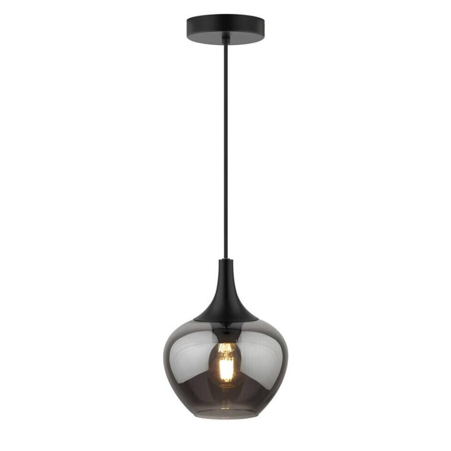 Leen Bakker - Hanglamp Lola - Smoke Metaal/ - 150xØ19 Cm - Glas - Zwart afbeelding 1