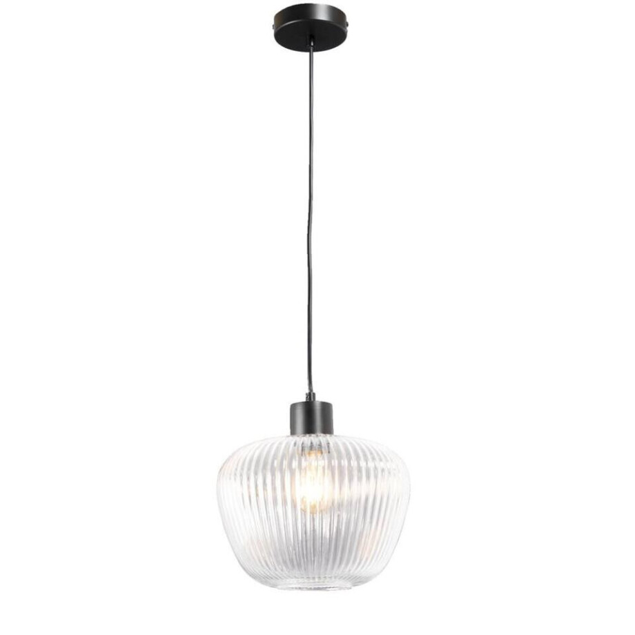 Leen Bakker - Hanglamp Yosemite - Helder/mat Zwart - Ø25x120 Cm - Metaal/Glas - Transparant#Zwart afbeelding 1