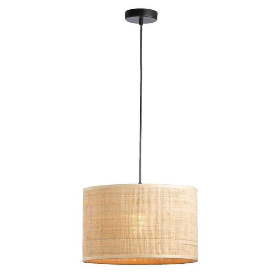 Leen Bakker - Hanglamp Romana - Naturel - Ø35x120 Cm - Rotan - Zwart#Beige afbeelding 1