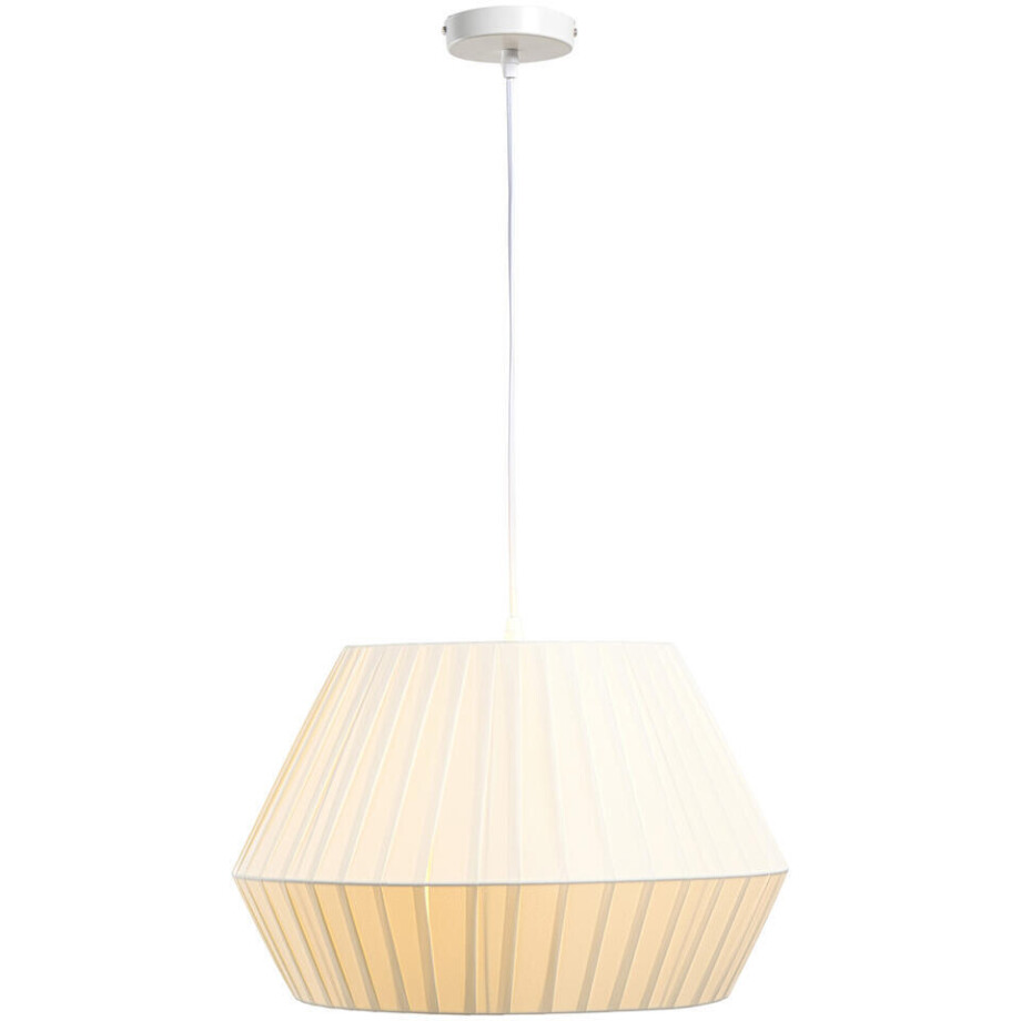 Leen Bakker - Hanglamp Feline E27 - 80x45x45 Cm - Stof - Wit Leen Bakker - Hanglamp Feline E27 - 80x45x45 Cm - Stof - Wit afbeelding 1