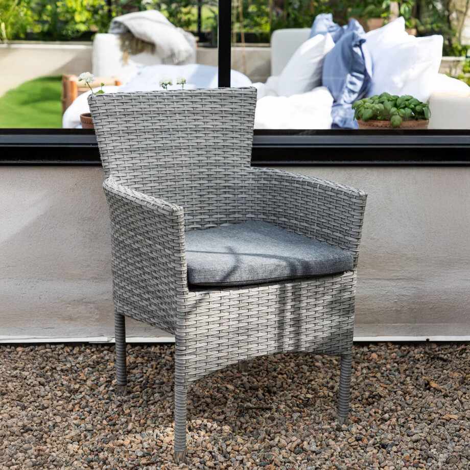 Nohr Tuinstoel 'Theressa' Wicker, kleur Grijs Nohr Tuinstoel 'Theressa' Wicker, kleur Grijs afbeelding 1
