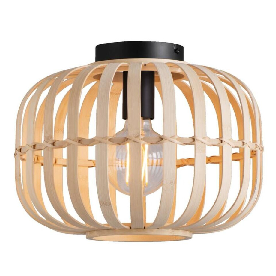 Leen Bakker - Plafondlamp Asher - Naturel - E27 - 23xØ33 Cm - Bamboe - Zwart afbeelding 1