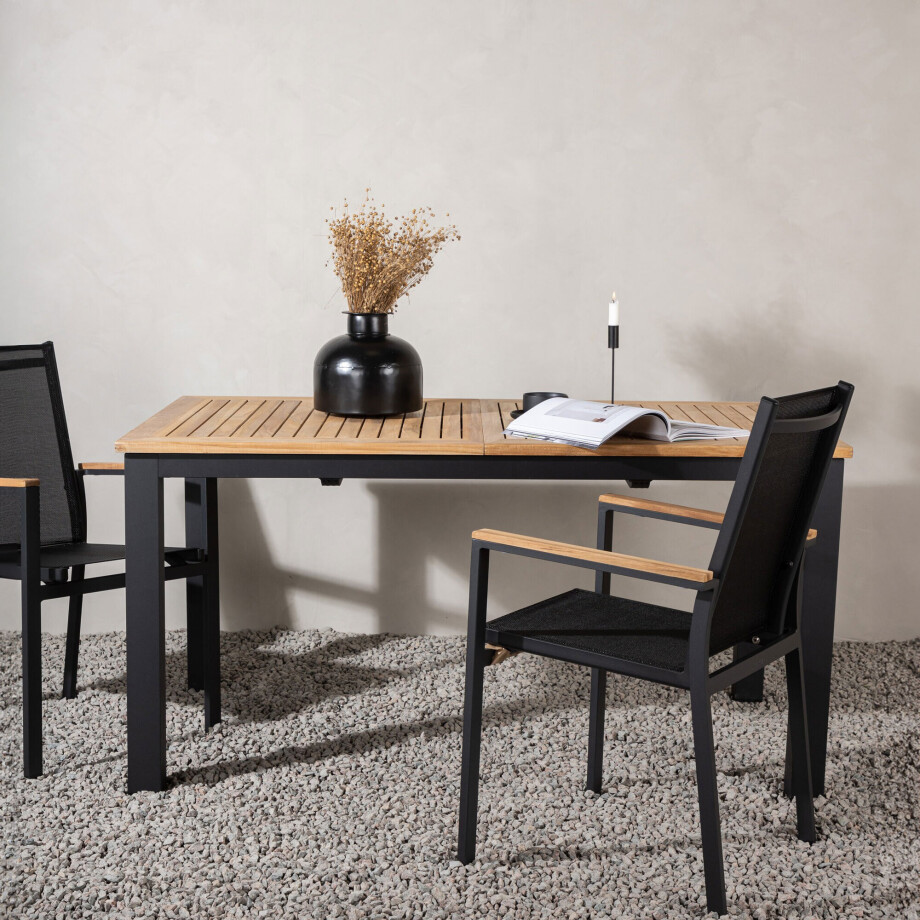 Nohr Uitschuifbare Tuintafel 'Taysha' Teakhout, 152/210 x 90cm, kleur Zwart Nohr Uitschuifbare Tuintafel 'Taysha' Teakhout, 152/210 x 90cm, kleur Zwart afbeelding 1