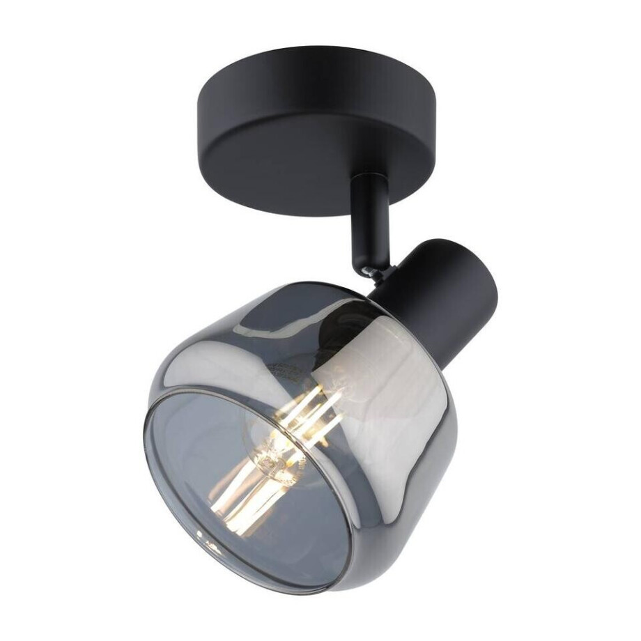 Leen Bakker - Spot Noah - Smoke Glas - E14 - Metaal/Glas - Zwart afbeelding 1