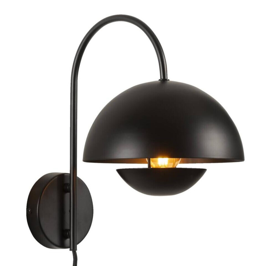 Leen Bakker - Wandlamp Yuki E27 - - 30x30x20 Cm - Metaal - Zwart Leen Bakker - Wandlamp Yuki E27 - - 30x30x20 Cm - Metaal - Zwart afbeelding 1