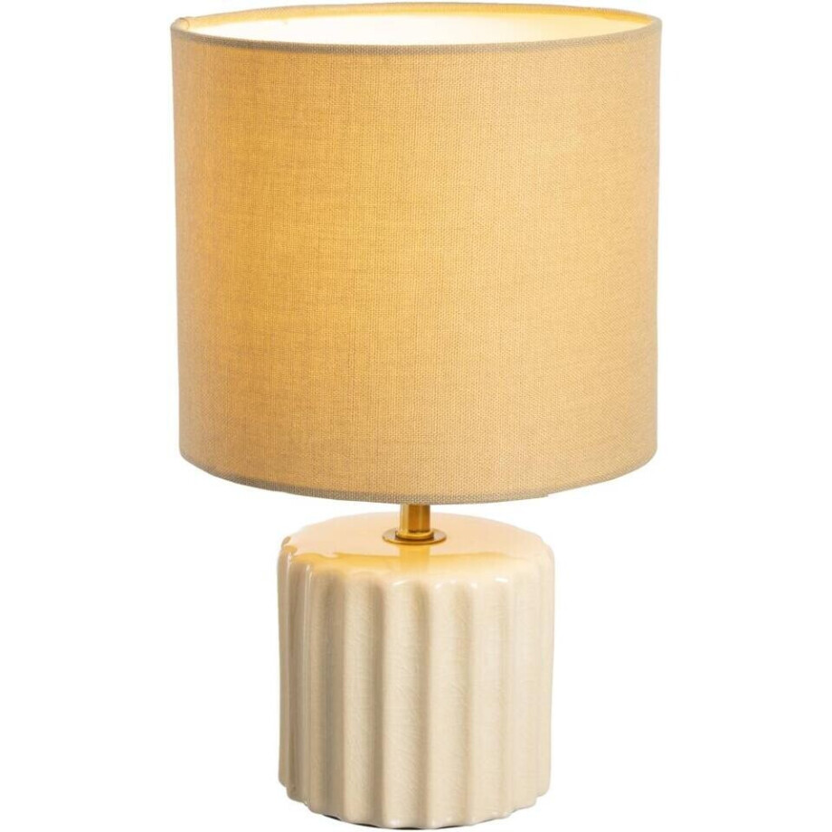 2e Halve Prijs Tafellamp Faye - Naturel Keramiek/stof - 29xØ18 Cm afbeelding 