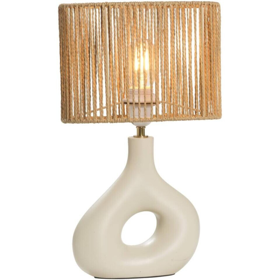 Leen Bakker - Tafellamp Reva - Naturel - E27 - 42x26x13,5 Cm - Keramiek - Bruin#Wit - 13.5x26x42 Cm afbeelding 1