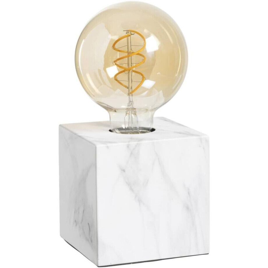 2e Halve Prijs Leen Bakker - Tafellamp Elena - Wit/grijs - 10x10x10 Cm - Metaal - Wit#Grijs afbeelding 1