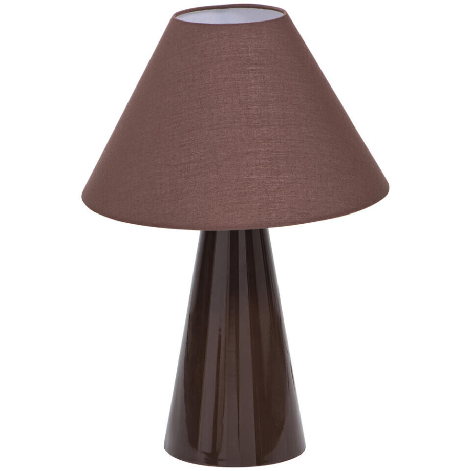 Leen Bakker - Tafellamp Meran E27 - 45x32x32 Cm - Metaal/Stof/Kunststof - Bruin afbeelding 1