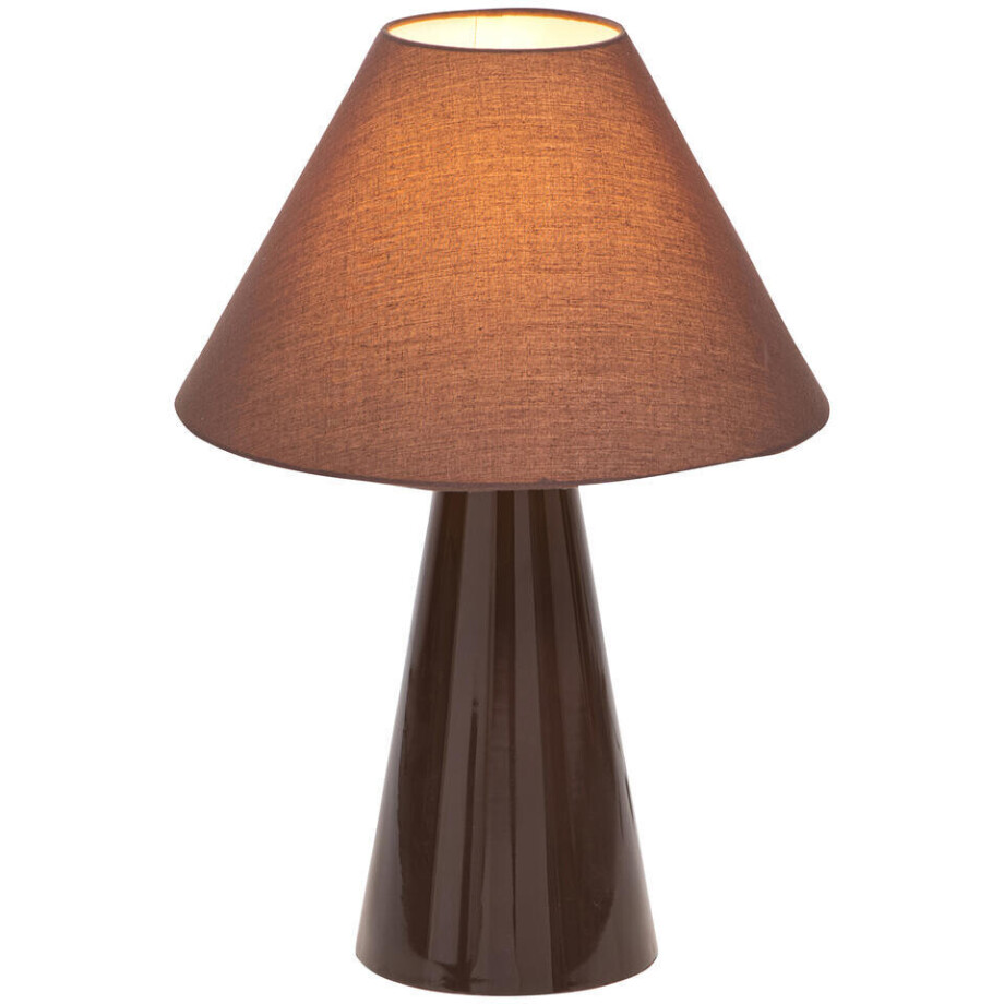 Leen Bakker - Tafellamp Meran E27 - 45x32x32 Cm - Stof/Metaal/Kunststof - Bruin Leen Bakker - Tafellamp Meran E27 - 45x32x32 Cm - Stof/Metaal/Kunststof - Bruin afbeelding 1