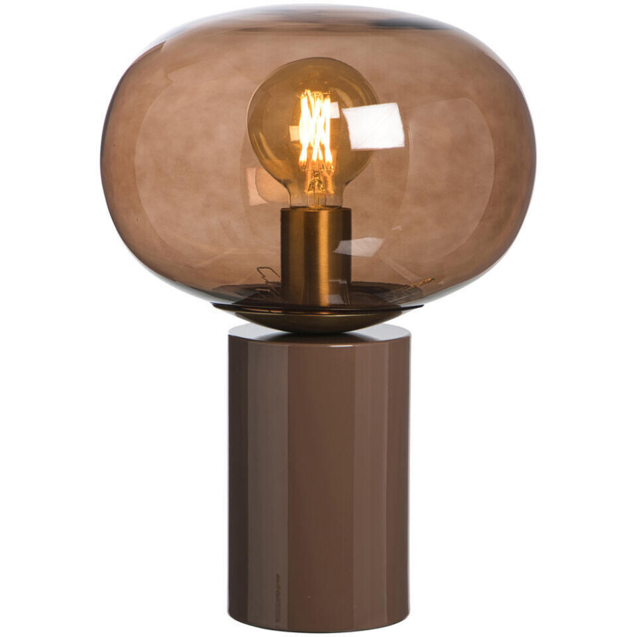 Leen Bakker - Tafellamp Marlon E27 36,5x25x25 Cm - Metaal/Glas - Bruin - 36.5x25x25 Cm afbeelding 1