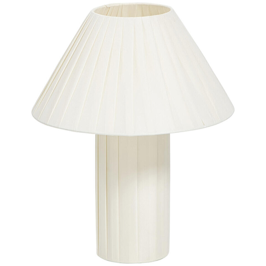 Leen Bakker - Tafellamp Feline E27 - 37,5x30x30 Cm - Stof - Wit afbeelding 1