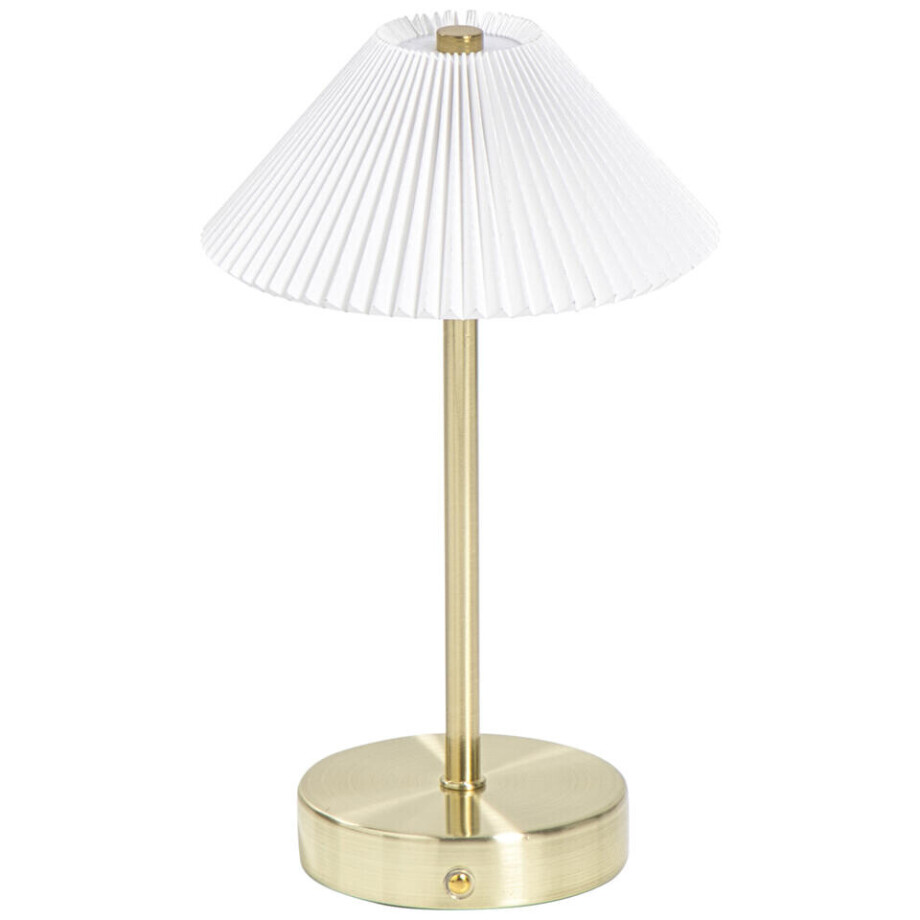 Leen Bakker - Tafellamp Delia Goudkleur USB LED - 27x16x16 Cm - Metaal/PVC - Wit#Goudkleurig afbeelding 1