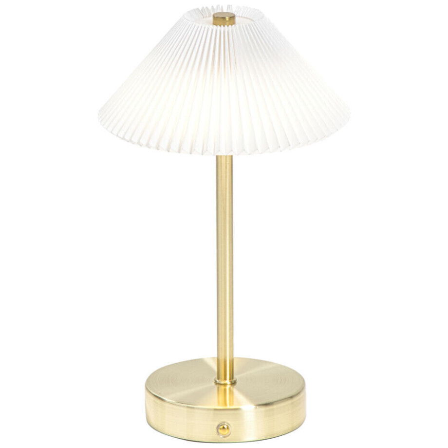 Leen Bakker - Tafellamp Delia Goudkleur USB LED - 27x16x16 Cm - PVC/Metaal - Wit#Goudkleurig afbeelding 1