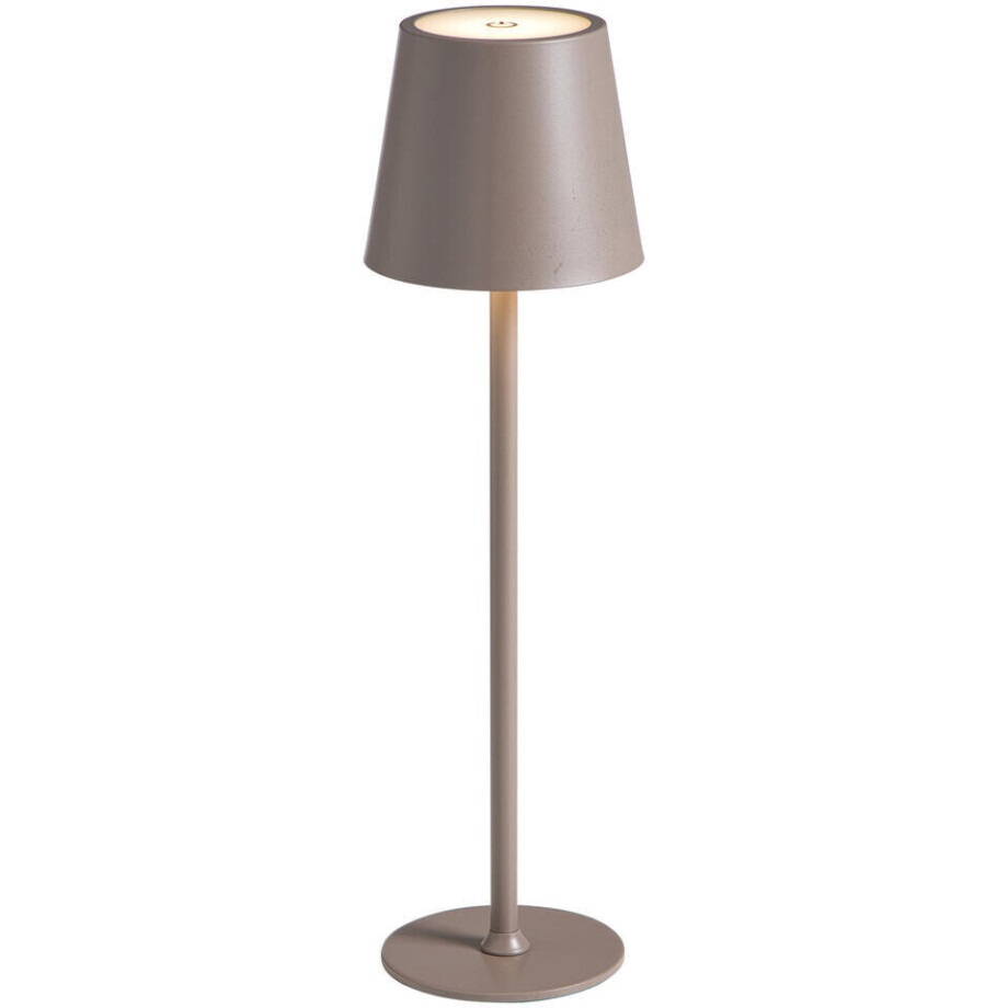 Leen Bakker - Tafellamp Lev USB LED - Metaal - Taupe - 11x11x40.5 Cm afbeelding 1