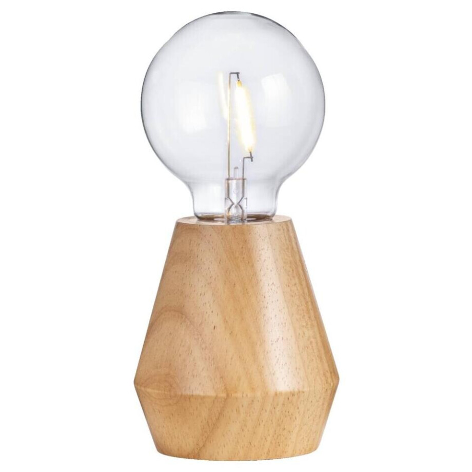 2e Halve Prijs Leen Bakker - Tafellamp Dwayne LED - Naturel - Ø10x12 Cm - Hout - Bruin 2e Halve Prijs Leen Bakker - Tafellamp Dwayne LED - Naturel - Ø10x12 Cm - Hout - Bruin afbeelding 1