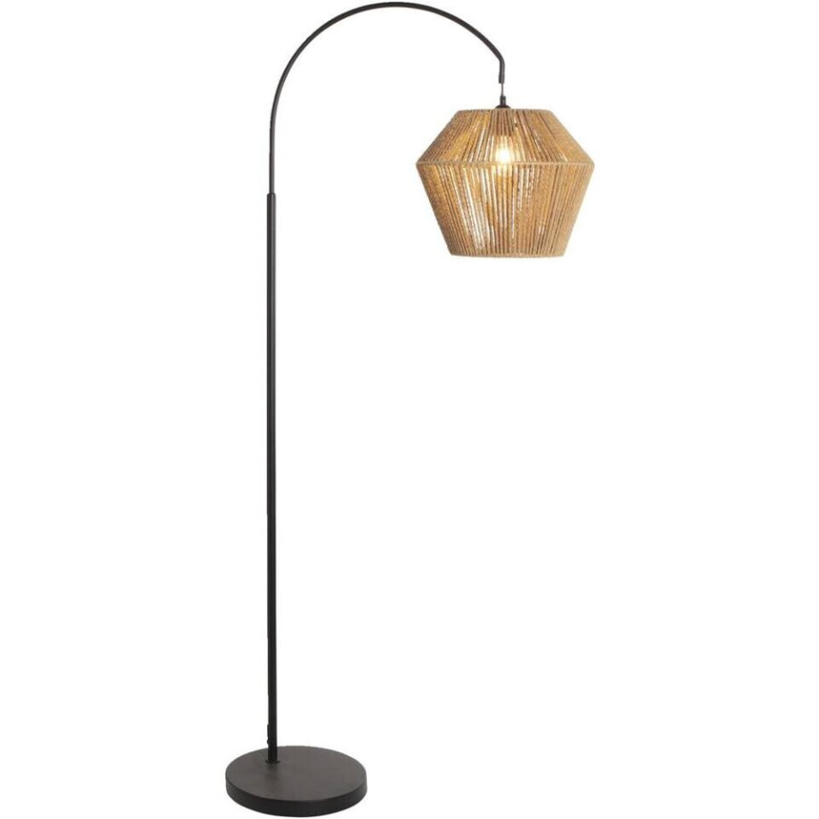 Leen Bakker - Vloerlamp Willow - Naturel/ Metaal - 158x63x32 Cm - Papier - Zwart afbeelding 1