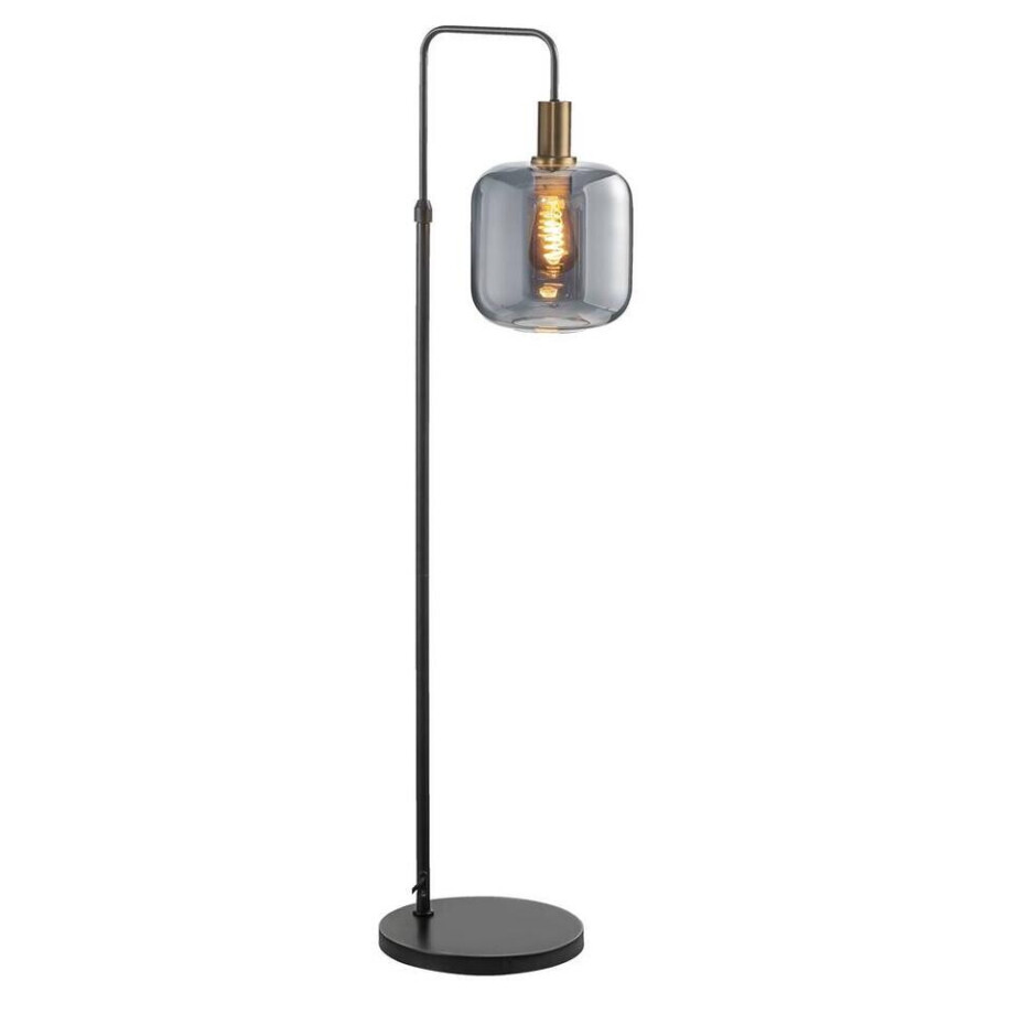 Leen Bakker - Vloerlamp Toulouse - 108-150x35x28 Cm - Glas - Zwart afbeelding 1