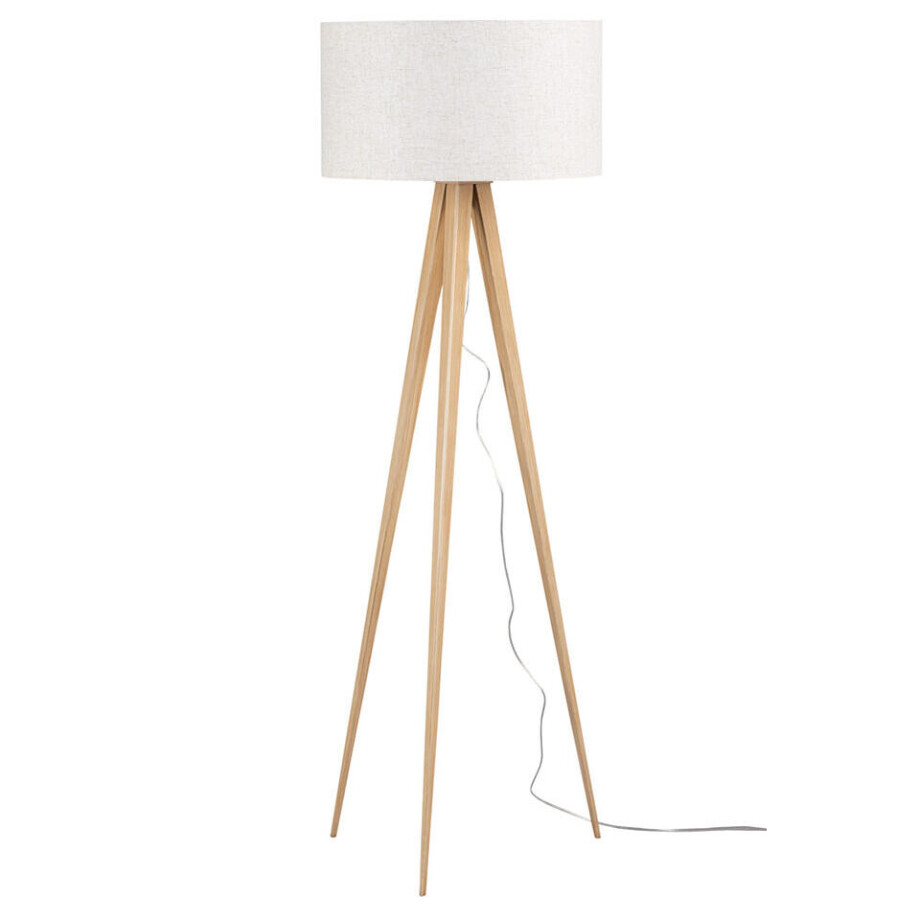 Leen Bakker - Vloerlamp Gaia - Naturel - Ø50x150 Cm - Metaal/Stof - Crème Leen Bakker - Vloerlamp Gaia - Naturel - Ø50x150 Cm - Metaal/Stof - Crème afbeelding 1